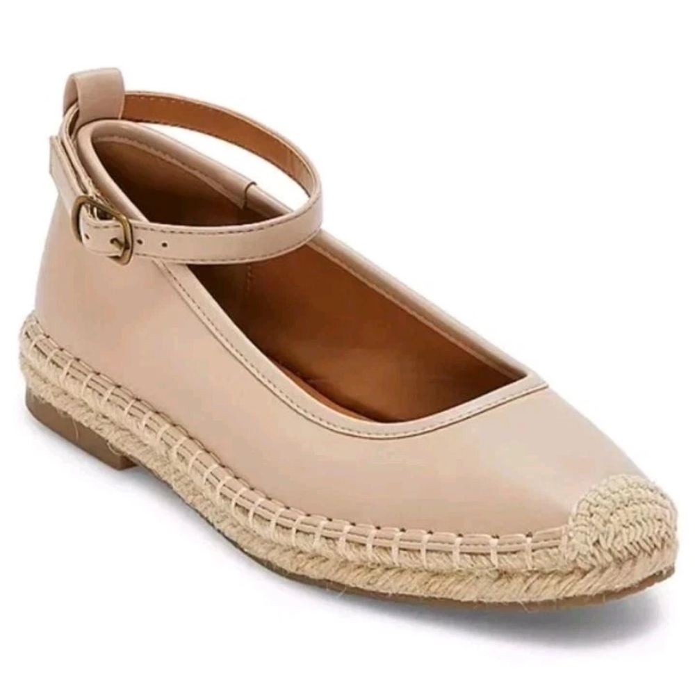 a.n.a Mint Taupe Ankle Strap Espadrille Flats Jute Sole